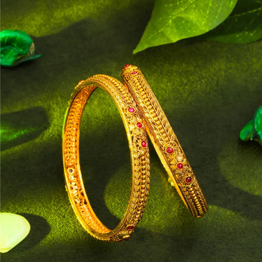 Ruby Grace Antique Gold Plated Bangles