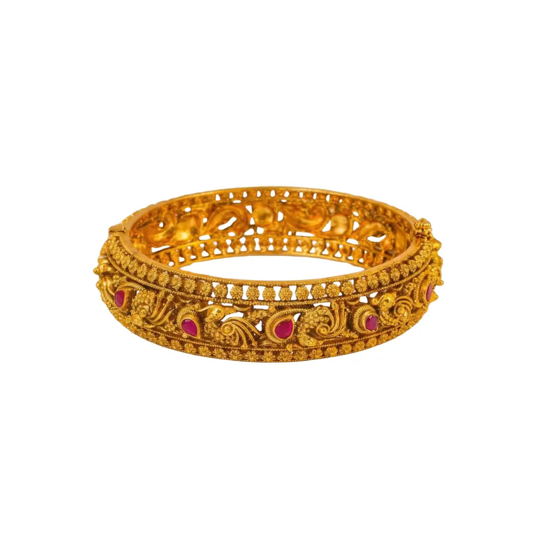 Shobha Kankana Kada Bangle | Gold-Plated Splendour Temple Bangle J-274