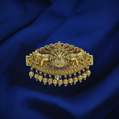 Gold-Plated Elephant & Peacock Design Hair Clip V-131