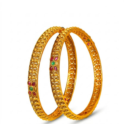 Yashasvi Kankana Paired Bangle | Gold-Plated Glorious Temple Bangle Set V-2568
