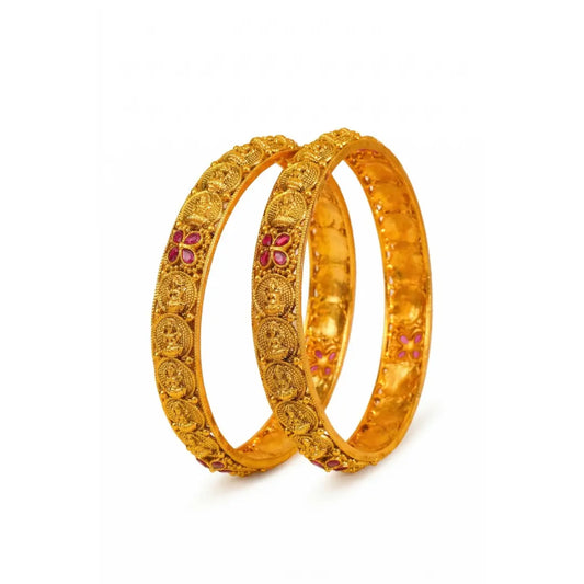 Kanaka Valai Paired Bangle | Gold-Plated Sacred Gold Temple Bangle Set