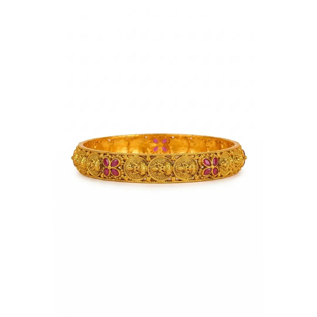Kanaka Valai Paired Bangle | Gold-Plated Sacred Gold Temple Bangle Set V-2499