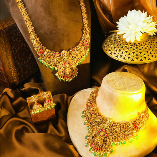 Padmavathi Soundarya Combo Necklace Set | Gold-Plated Temple Jewellery