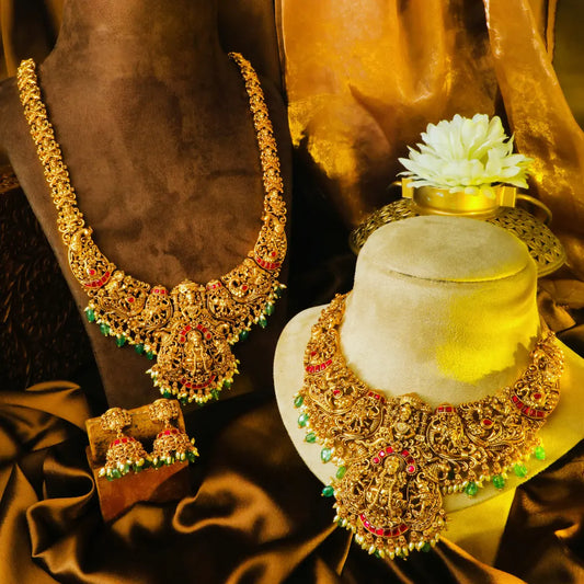 Padmavathi Soundarya Combo Necklace Set | Gold-Plated Temple Jewellery