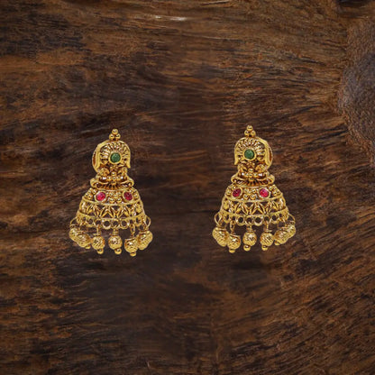 Bridal Temple Jhumkas with Gold-Plated