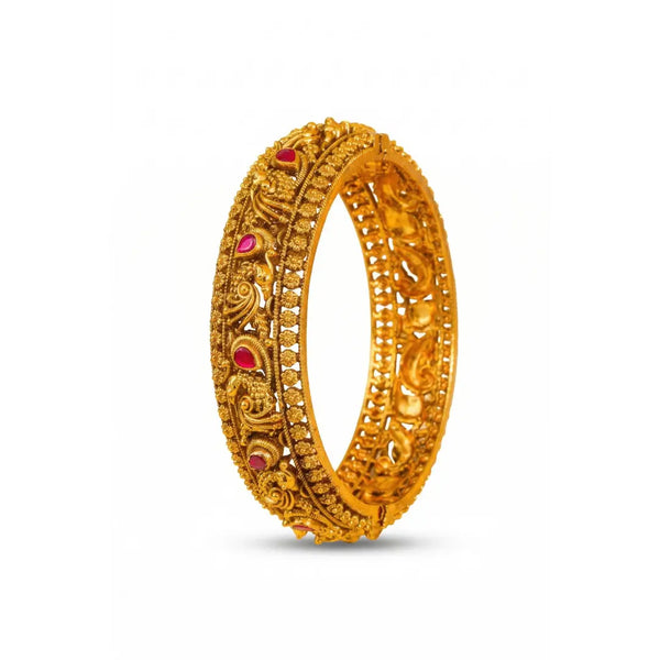 Shobha Kankana Kada Bangle | Gold-Plated Splendour Temple Bangle J-274