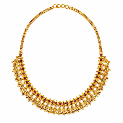 Gajra Haaram Short Necklace Set | Gold-Plated Temple Jewellery