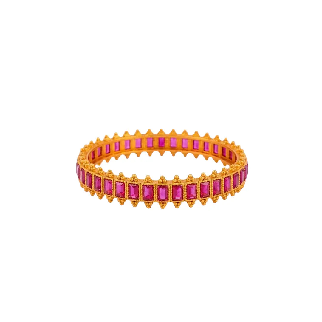 Rukmini Rekha Paired Bangle | Gold-Plated Divine Queen Line Bangle Set R-221