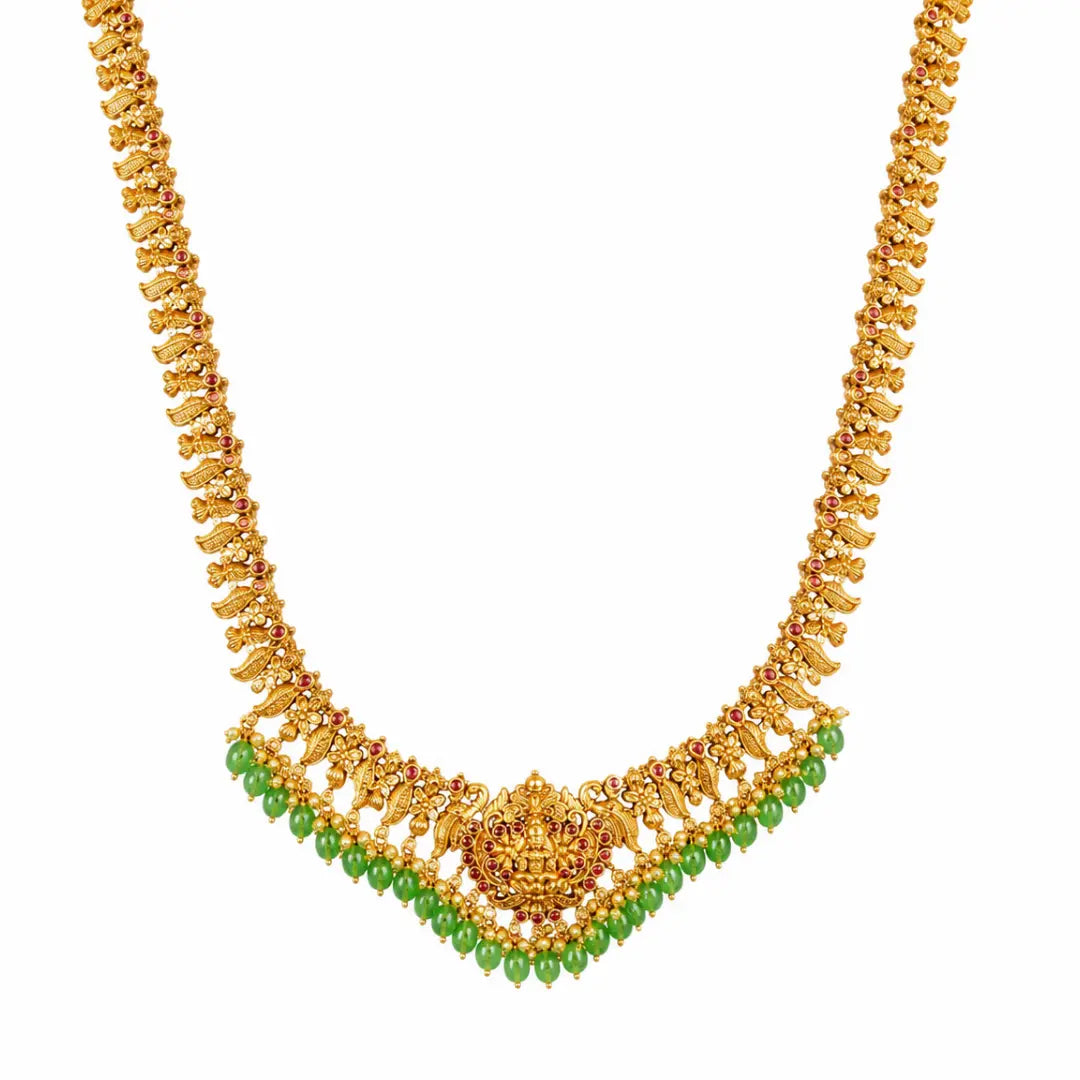 Kamakshi Shobha Haram Long Necklace Set | Gold-Plated Temple Jewellery