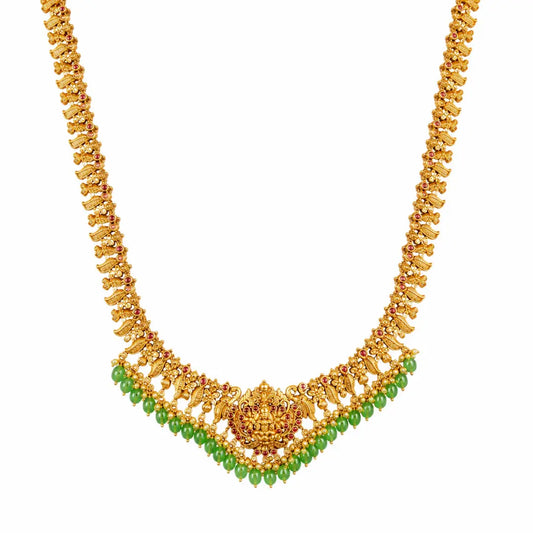 Kamakshi Shobha Haram Long Necklace Set | Gold-Plated Temple Jewellery