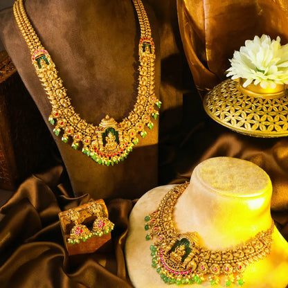 Gomathi Ambal Combo Necklace Set | Gold-Plated Temple Jewellery