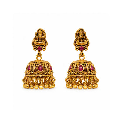 Handcrafted Temple Jhumka with Laxmi Carving V-633