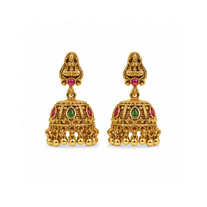 Handcrafted Temple Jhumka with Laxmi Carving V-633