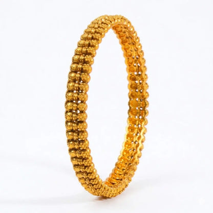 Navaratna Kaappu Paired Bangle | Gold-Plated Nine Gem Temple Bangle Set V-2468