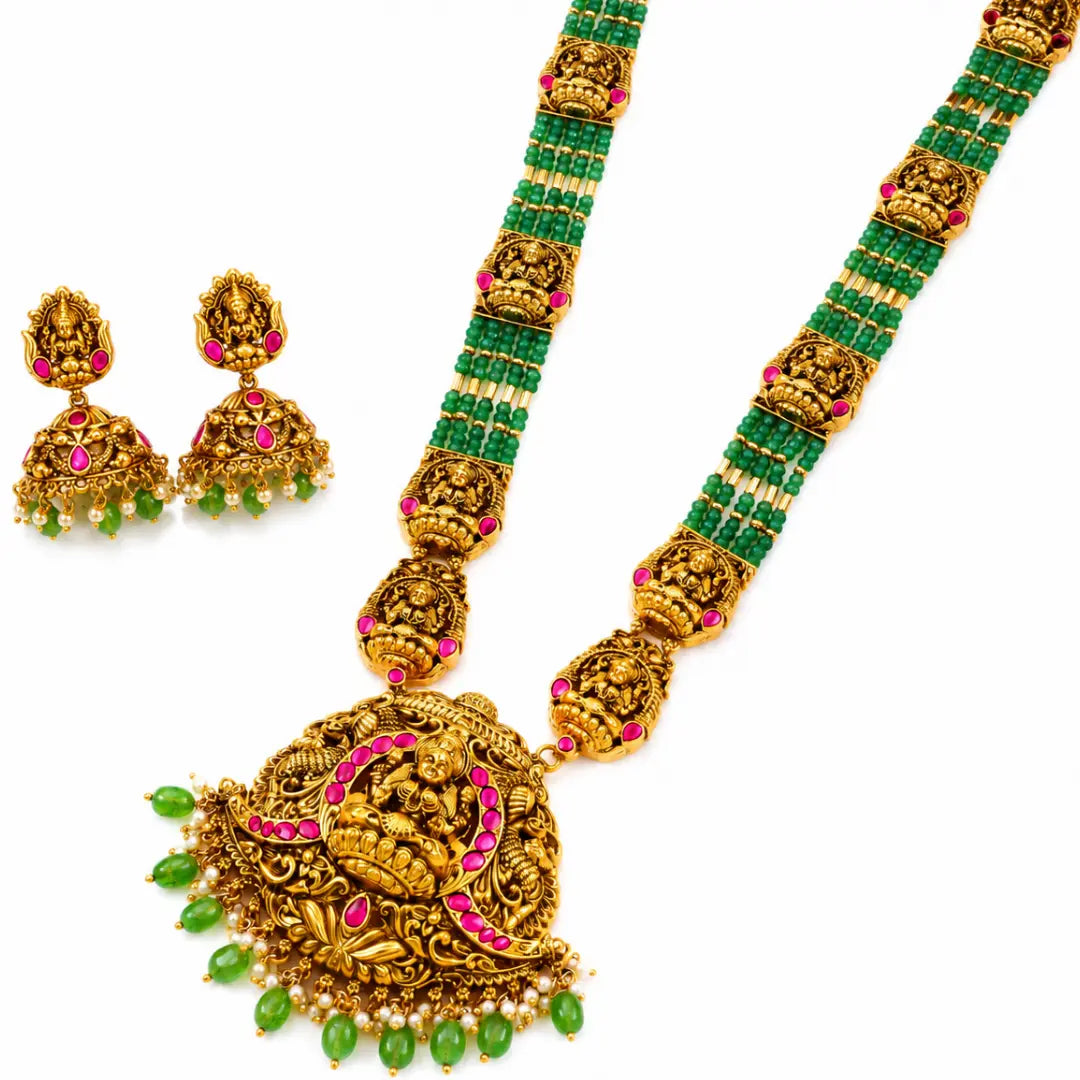 Bridal Temple Jewellery Pendant Set – Laxmi Design Gold Look
