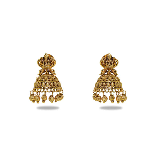 Heritage Temple Jhumka Earrings with Laxmi Motif V-2273