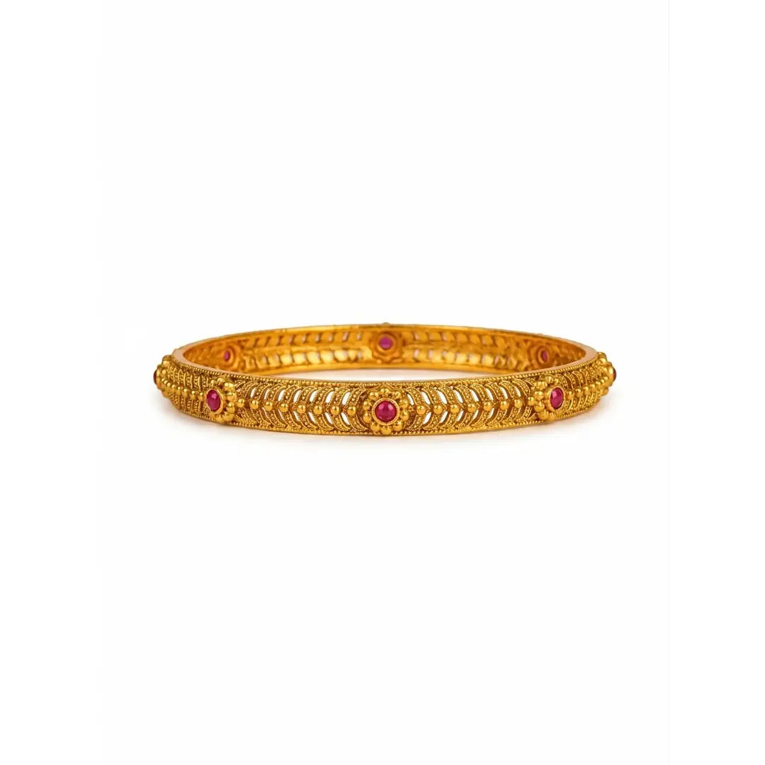 Kamakshi Shobha Paired Bangle | Gold-Plated Kanchipuram Goddess Bangle Set V-2565