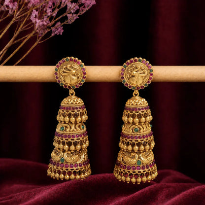 South Indian Antique Gold-Plated Jhumka K-239