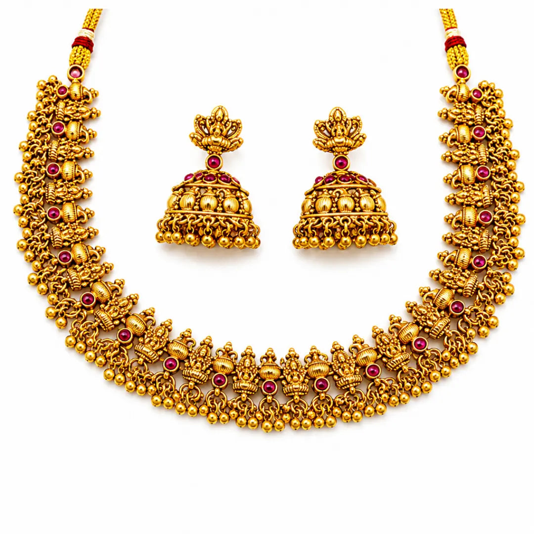 Everyday Minimal Short Necklace Set – Gold-Plated Ethnic Style K-1565