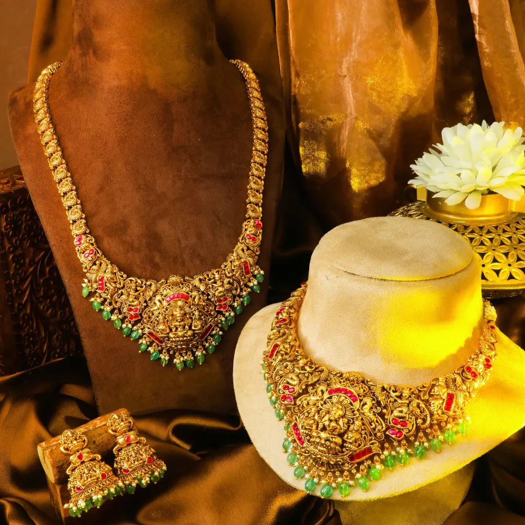 Devi Karunyam Combo Necklace Set | Gold-Plated Temple Jewellery