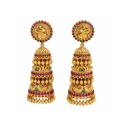 South Indian Antique Gold-Plated Jhumka K-239