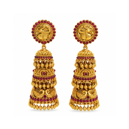 South Indian Antique Gold-Plated Jhumka K-239