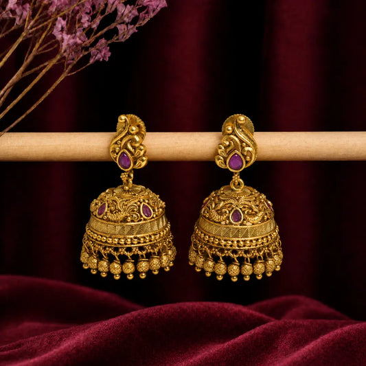 Heritage Temple Gold-Plated Bridal Jhumka R-1301