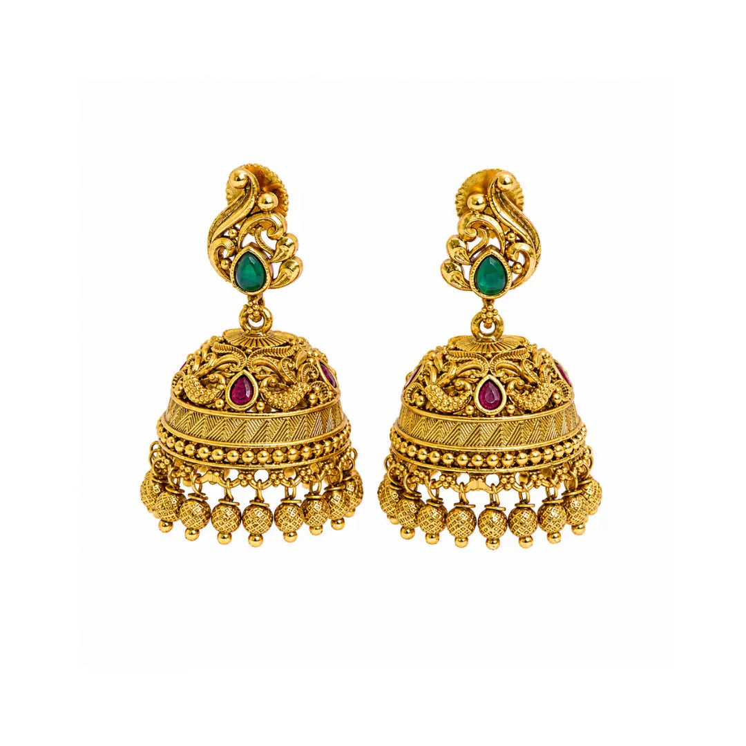 Heritage Temple Gold-Plated Bridal Jhumka R-1301