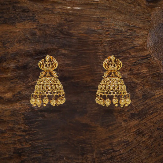 Heritage Temple Jhumka Earrings with Laxmi Motif V-2273