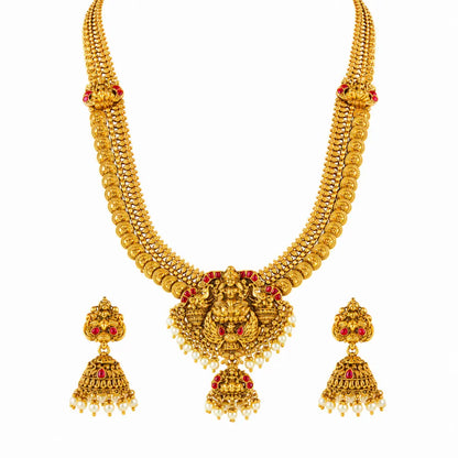 Kamala Shobha Haram Long Necklace Set | Gold-Plated Temple Jewellery