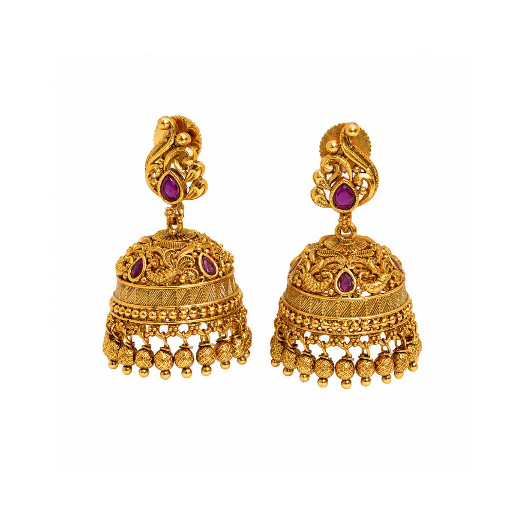 Heritage Temple Gold-Plated Bridal Jhumka R-1301