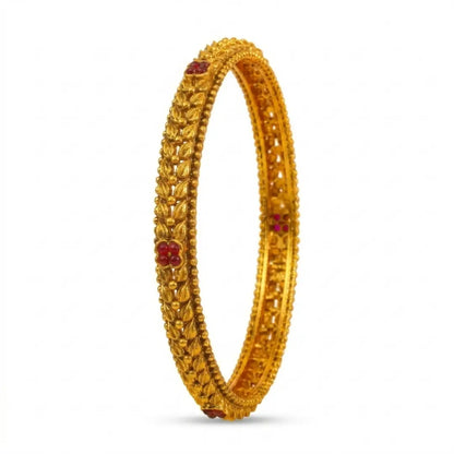 Saraswati Pushpa Kankana Paired Bangle | Gold-Plated Goddess Flower Bangle V-2473