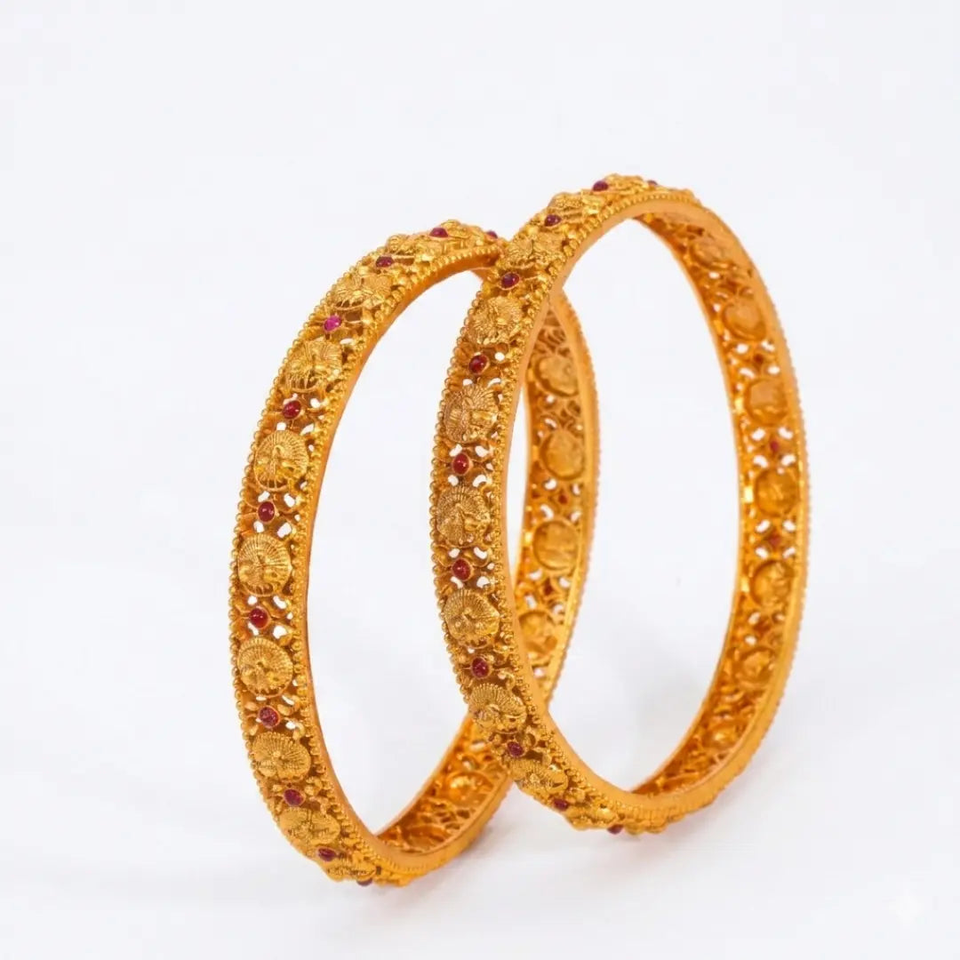 Dasavathara Paired Bangle | Gold-Plated Ten Avatars Temple Bangle Set