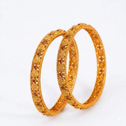 Dasavathara Paired Bangle | Gold-Plated Ten Avatars Temple Bangle Set