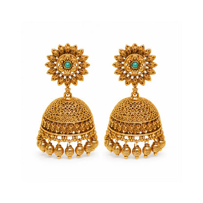 Antique Lotus Glow Jhumka  V-575