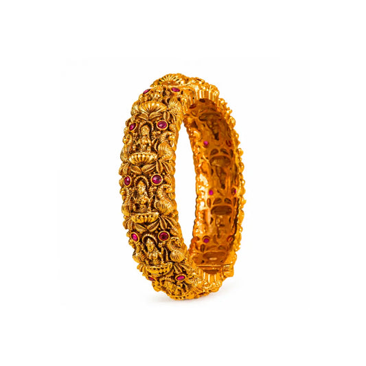 Meera Manjari Kada Bangle | Gold-Plated Devotion Blossom Temple Bangle