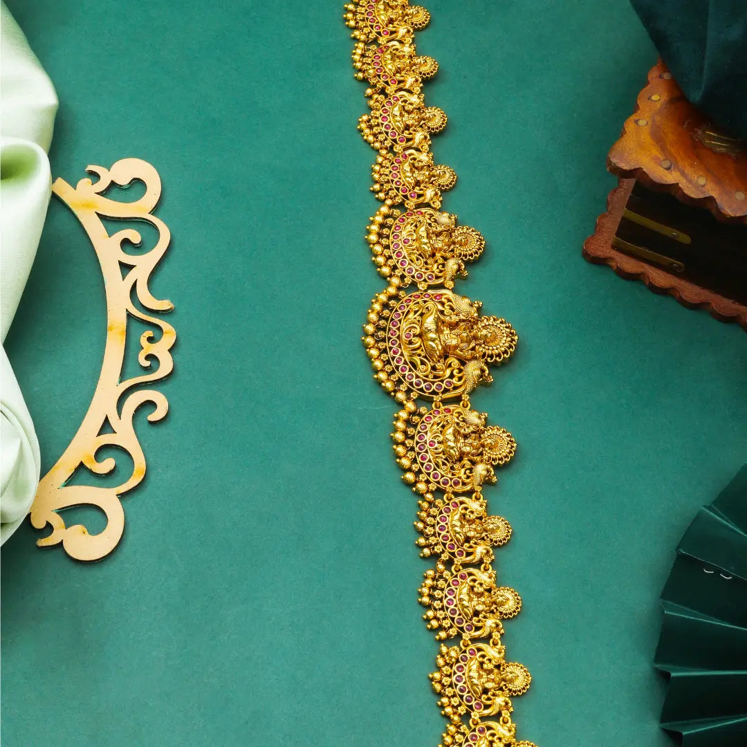 Antique Gold-Plated Laxmi Temple Kamarbandh