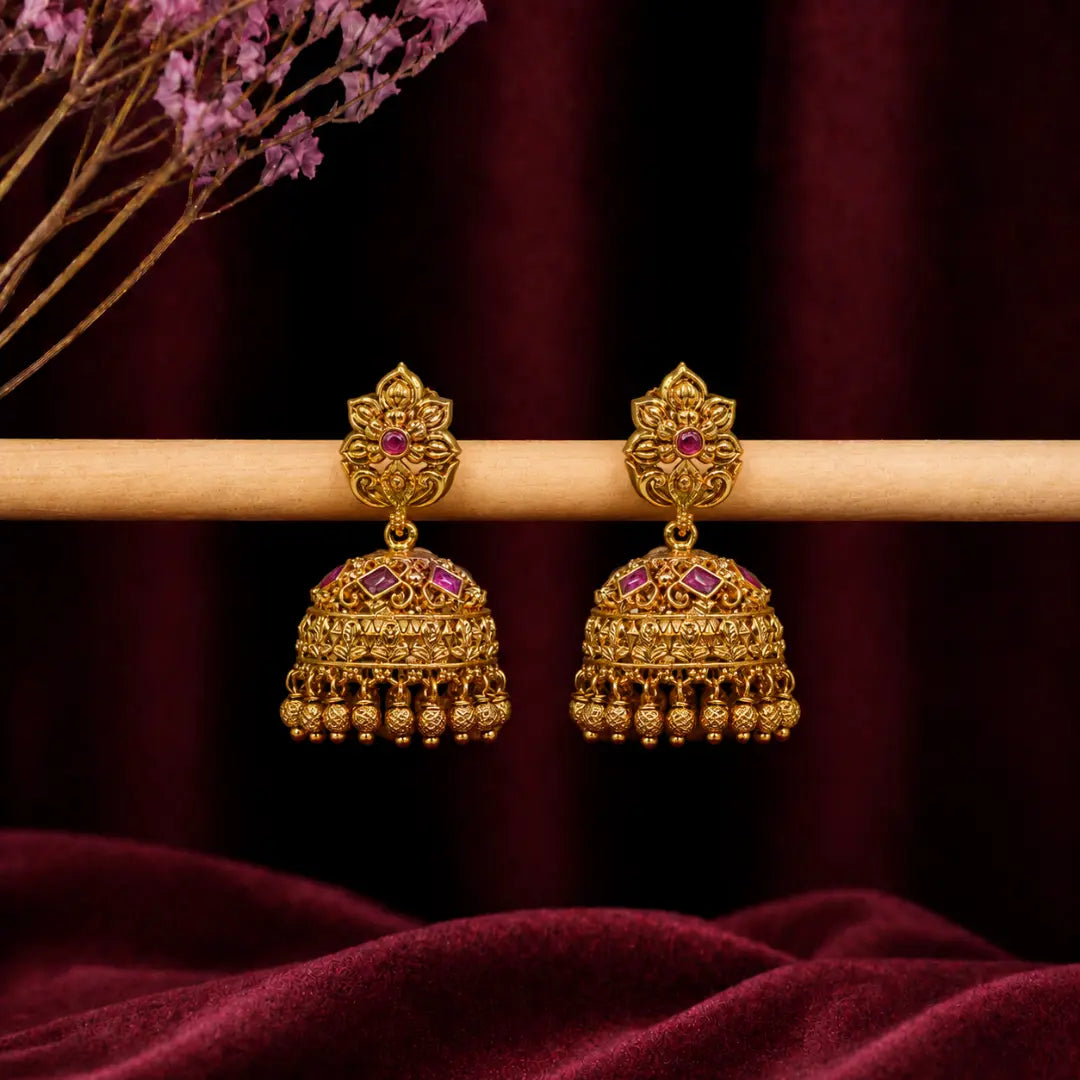 Antique Gold-Plated Jhumka R-1297