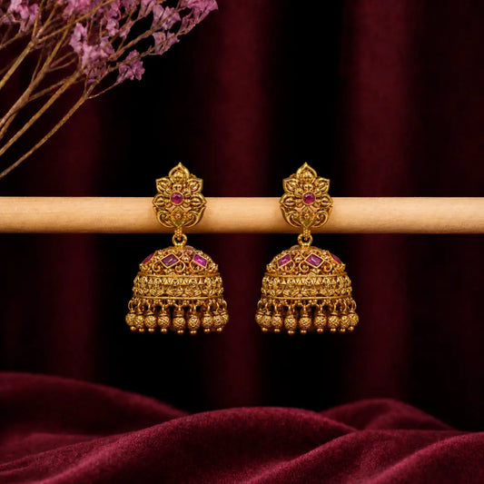 Antique Gold-Plated Jhumka R-1297