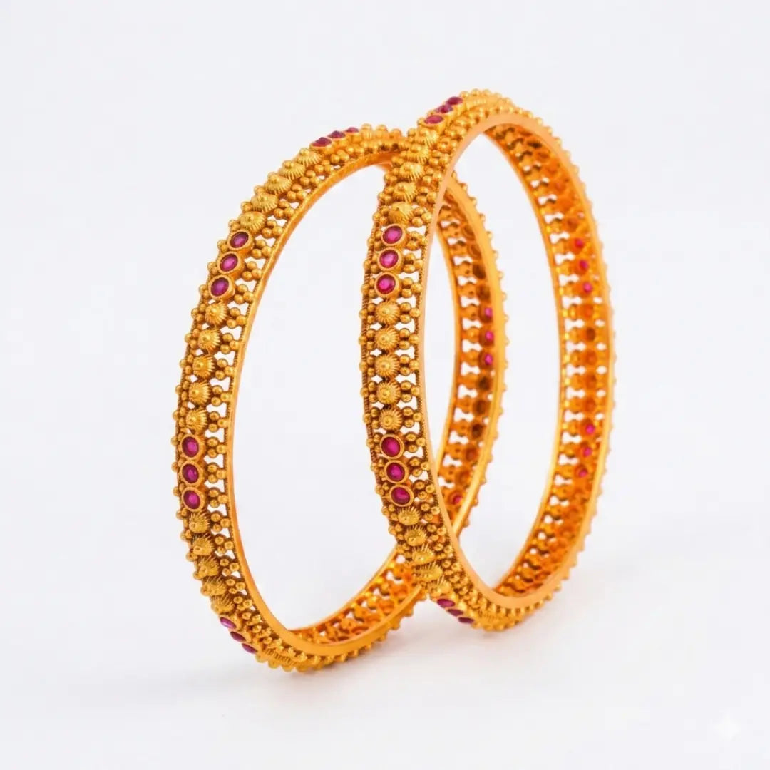 Thiruvabharana Kaappu Paired Bangle | Gold-Plated Sacred Deity Bangle Set V-2486