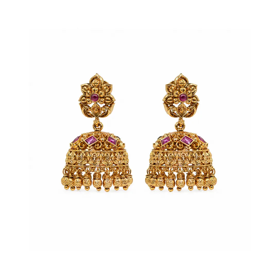 Antique Gold-Plated Jhumka R-1297