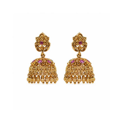 Antique Gold-Plated Jhumka R-1297