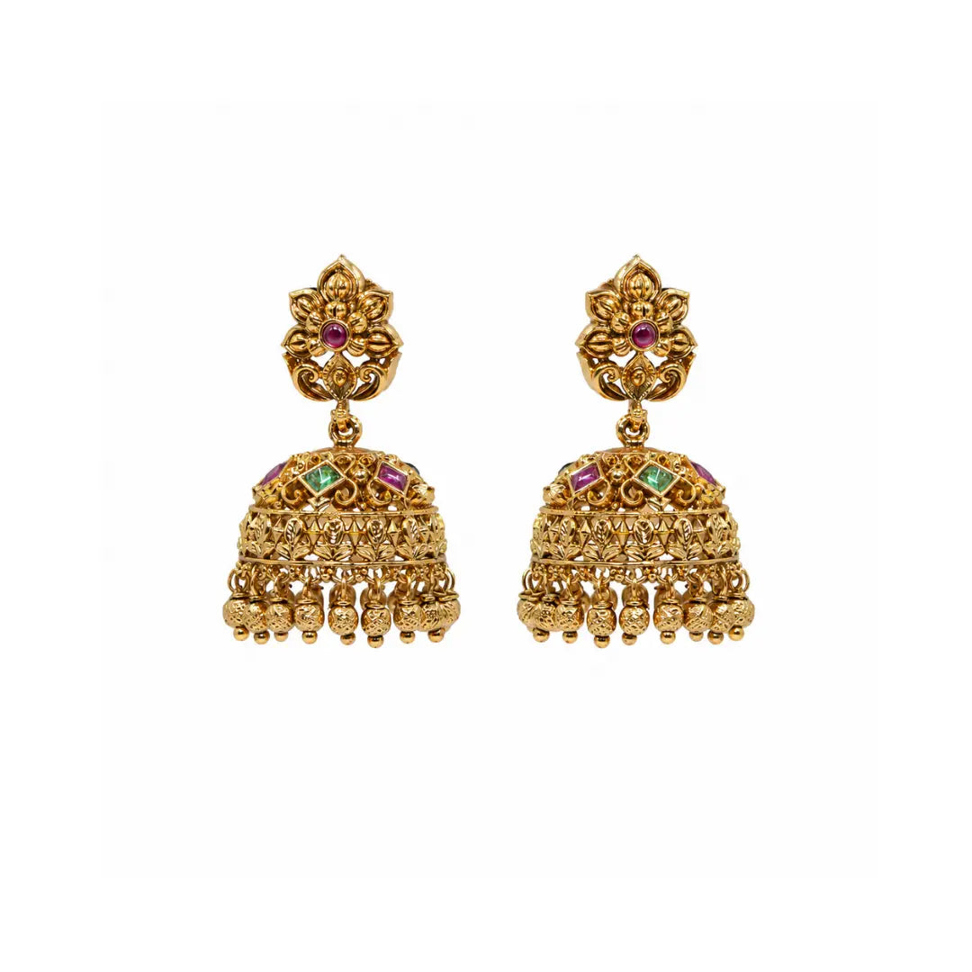 Antique Gold-Plated Jhumka R-1297