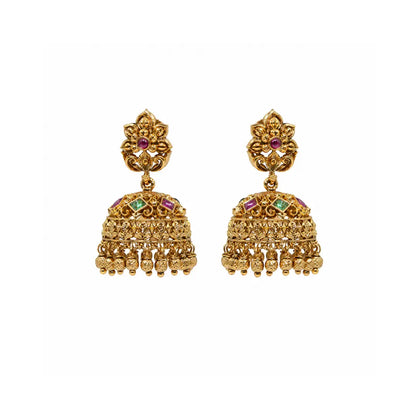 Antique Gold-Plated Jhumka R-1297