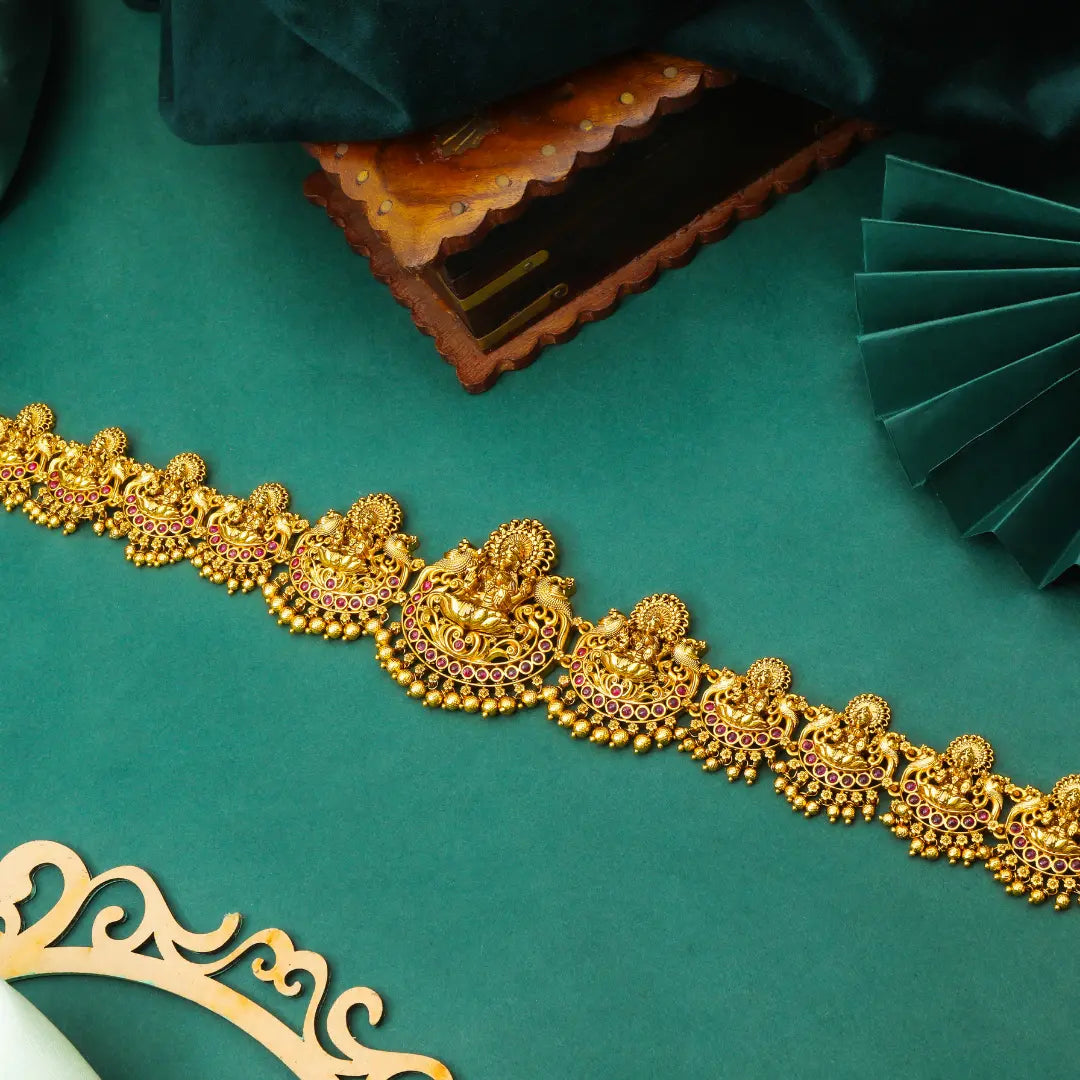 Antique Gold-Plated Laxmi Temple Kamarbandh