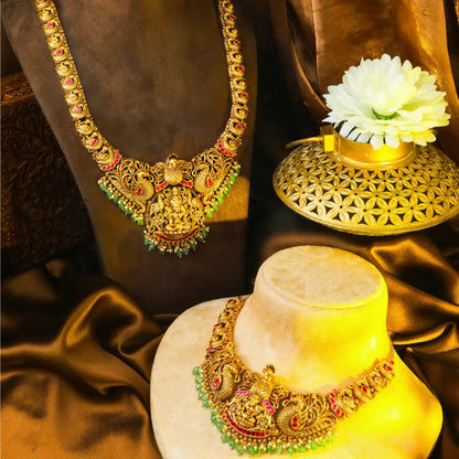 Swarna Manga Navaratna Mala — Combo Necklace Set J-1059N