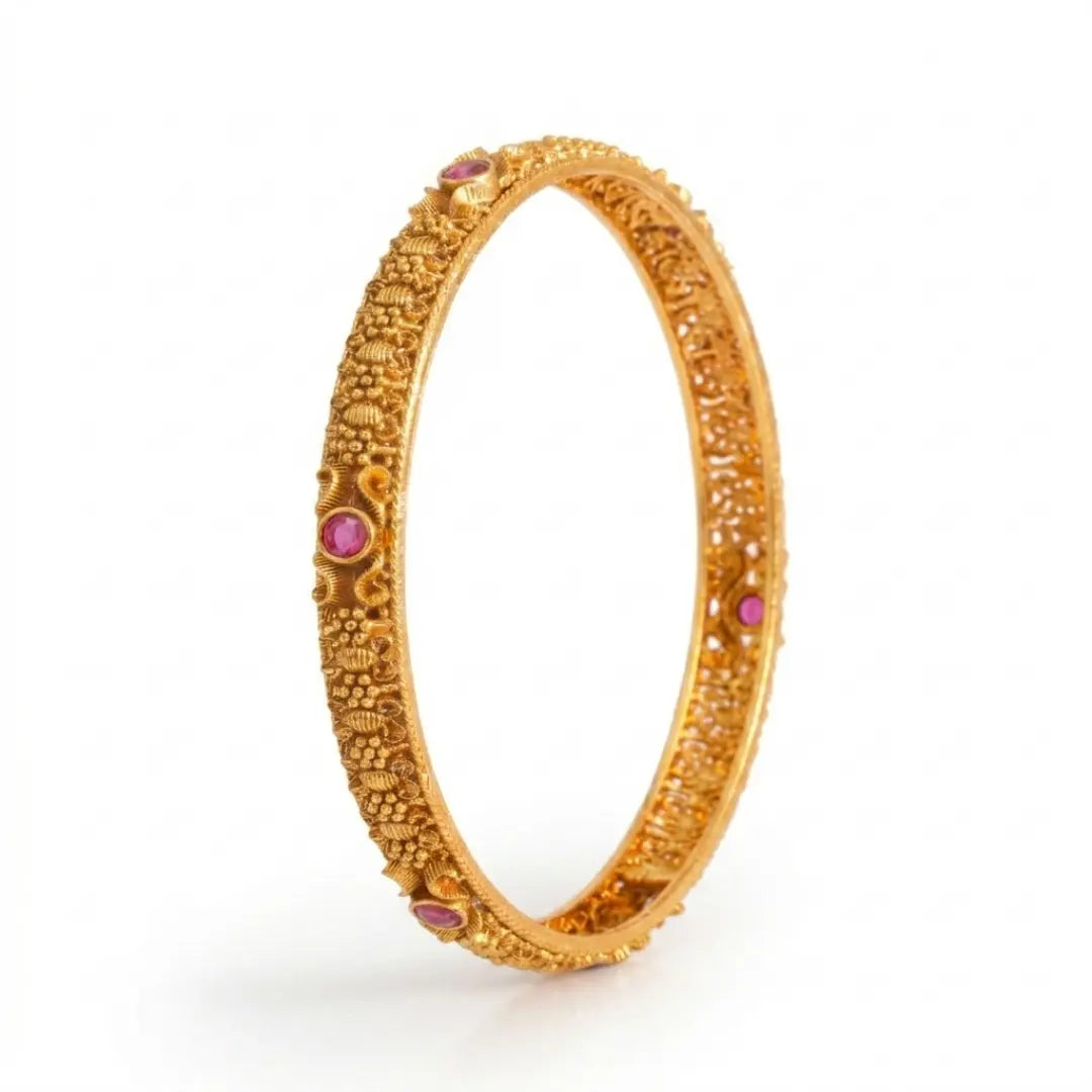 Andal Pushpa Kankana Paired Bangle | Gold-Plated Goddess Flower Bangle Set