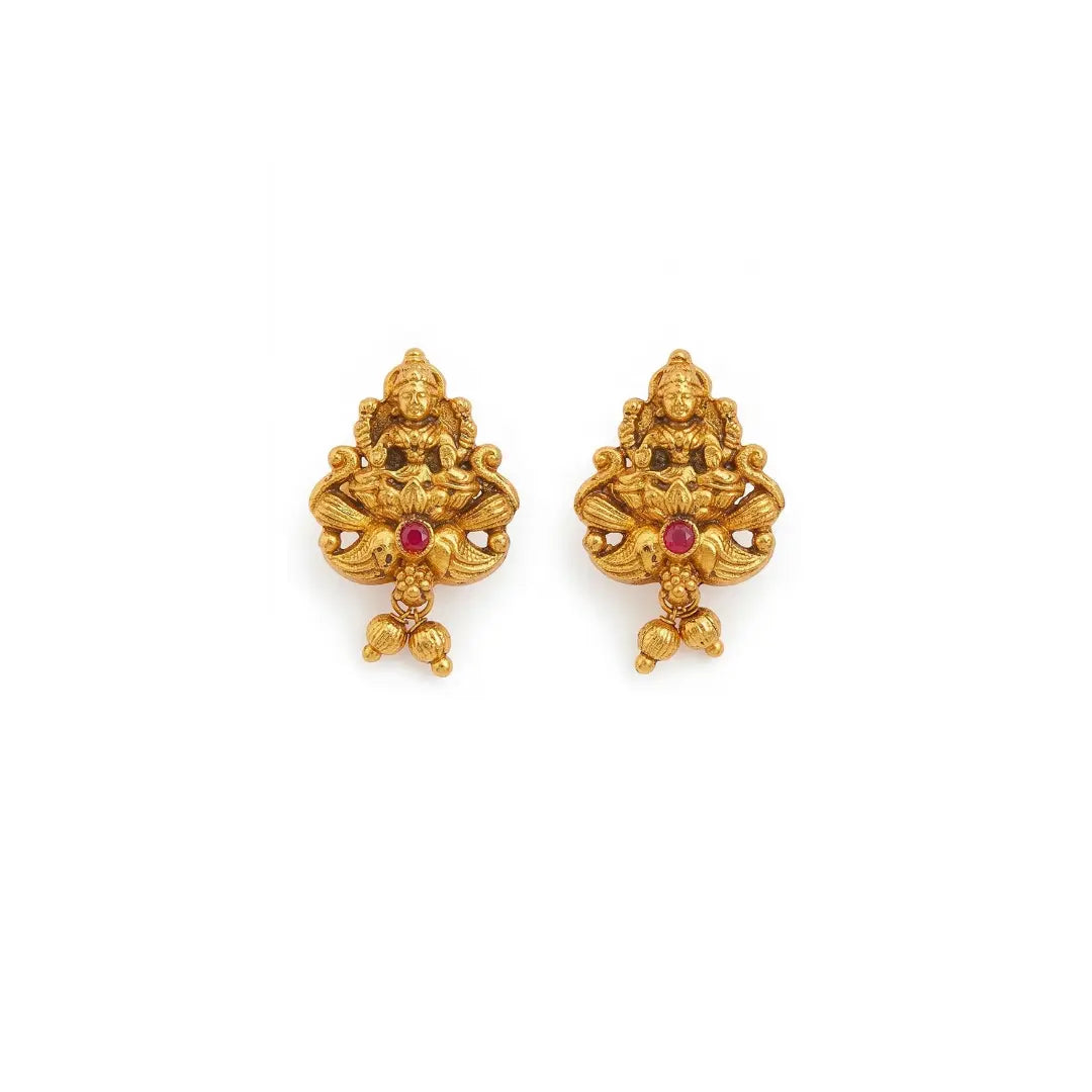Traditional Temple Jewellery Short Necklace Set with Jhumka Earrings