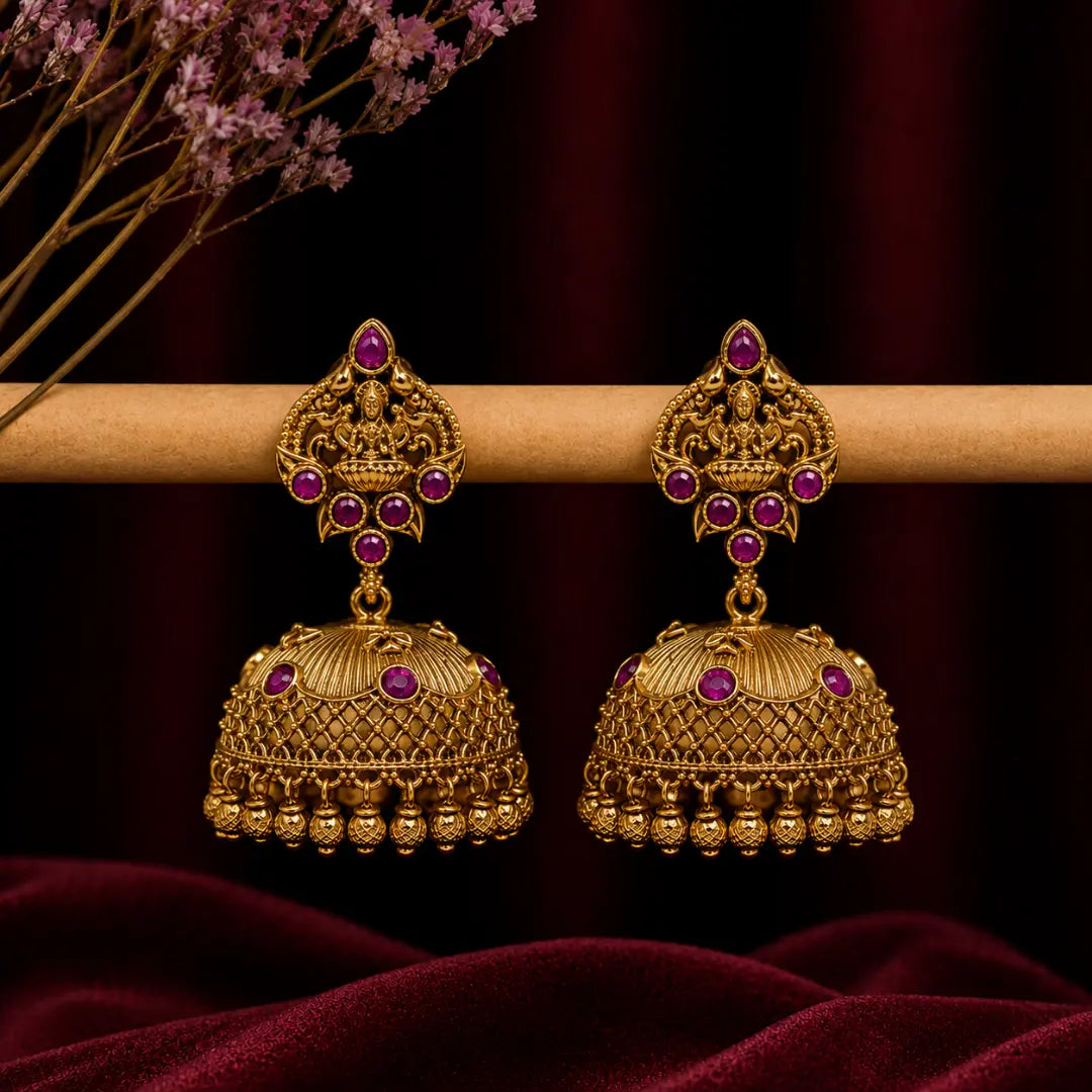 Antique Gold-Plated Laxmi Jhumka V-276