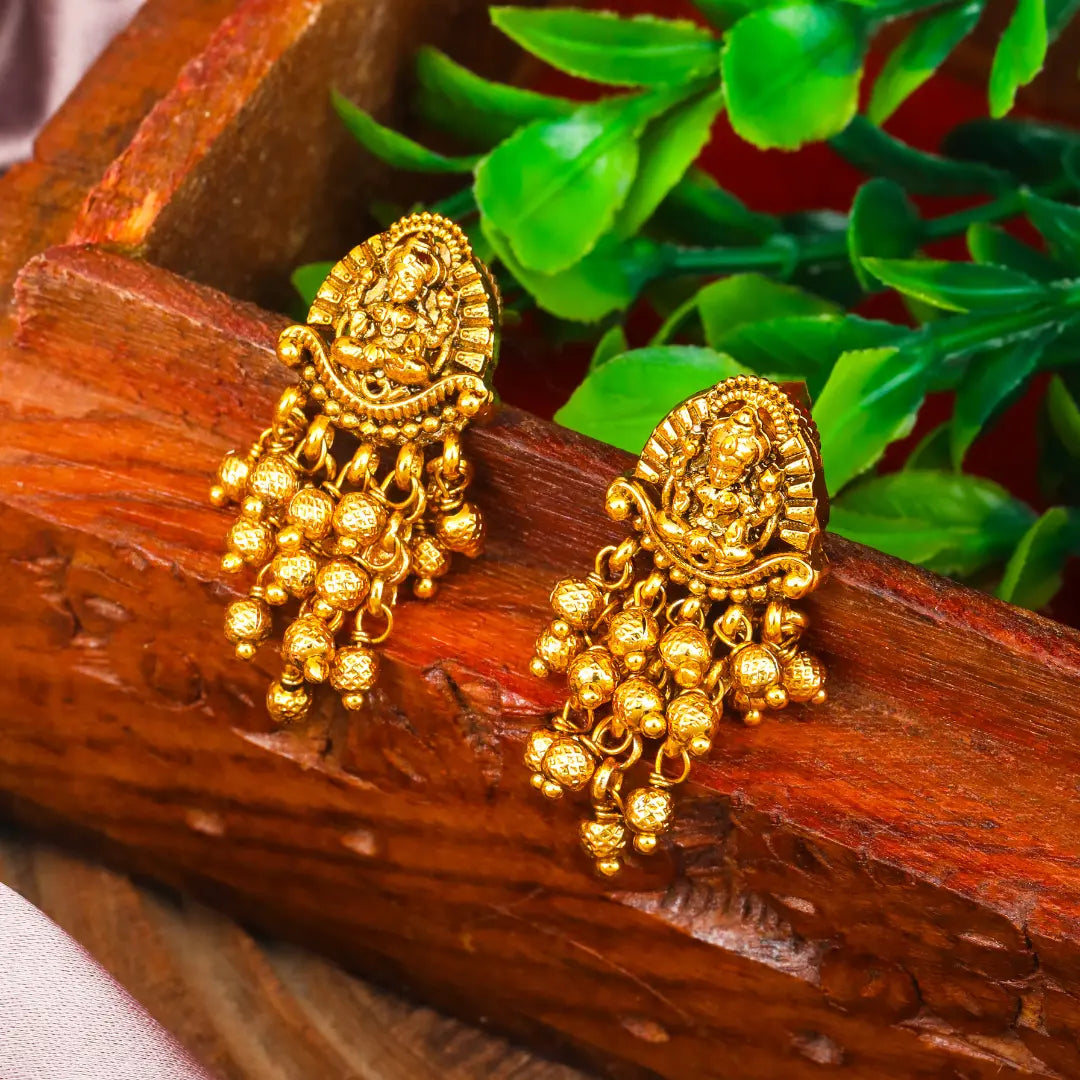 Temple Jewellery Gold Plated Bali Earrings | South Indian Bridal Style